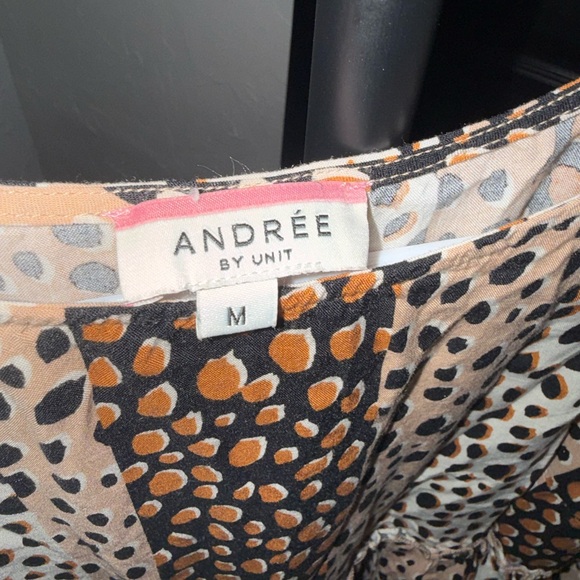 ANDREE BY UNIT - Beige and Orange Printed Peplum Blouse - Picture 6 of 6